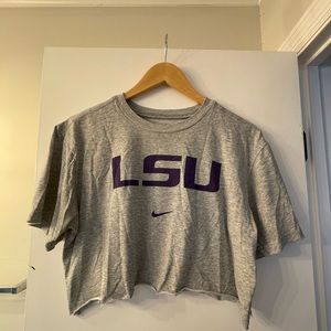 Self cropped cute lsu t shirt